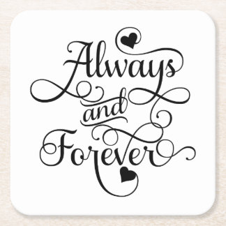 Porta-copo De Papel Quadrado Sempre e para sempre, casamento ou Dia de os namor
