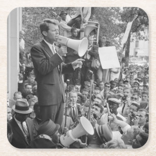 Porta-copo De Papel Quadrado Senador Robert Kennedy em Campanha para Presidente