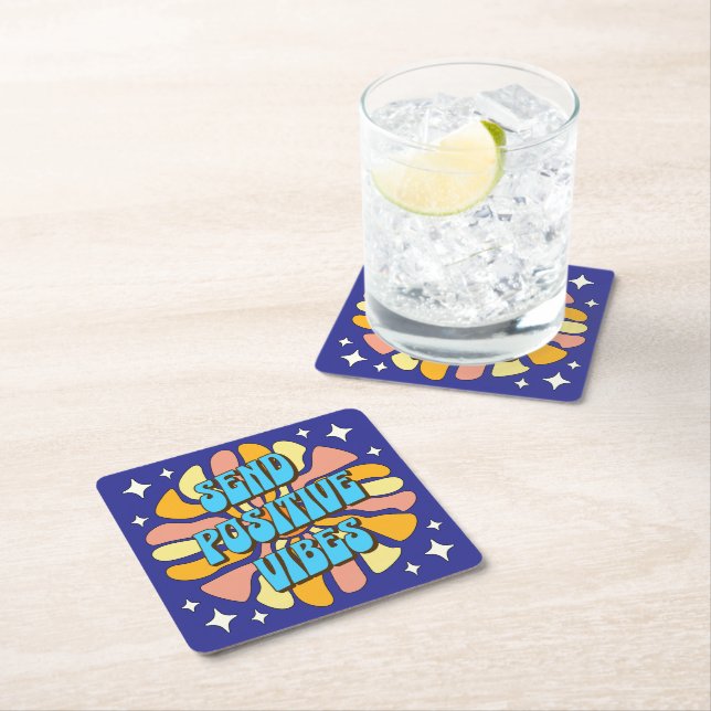 Porta-copo De Papel Quadrado Send Positive Vibes (Insitu)