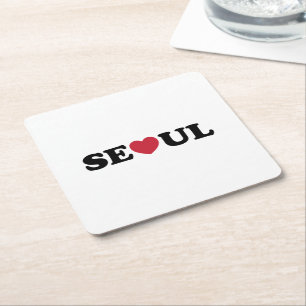Porta-copo De Papel Quadrado Seoul Love Heart