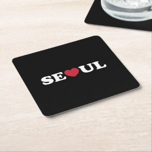 Porta-copo De Papel Quadrado Seoul Love Heart
