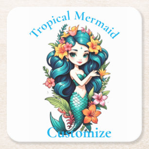 Porta-copo De Papel Quadrado Sereia Tropical Thunder_Cove