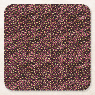 Porta-copo De Papel Quadrado Série Burgundy e Gold Leopard Design 1