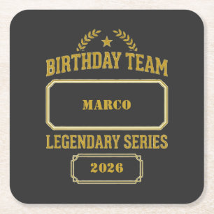 Porta-copo De Papel Quadrado Série Lendária Personalizada Dourada de Aniversári