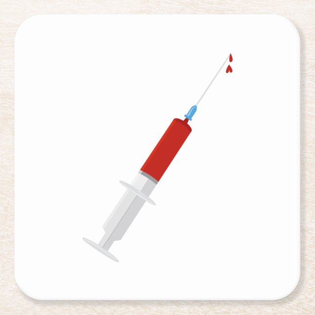 Porta-copo De Papel Quadrado Seringa Sangrenta (Frente)