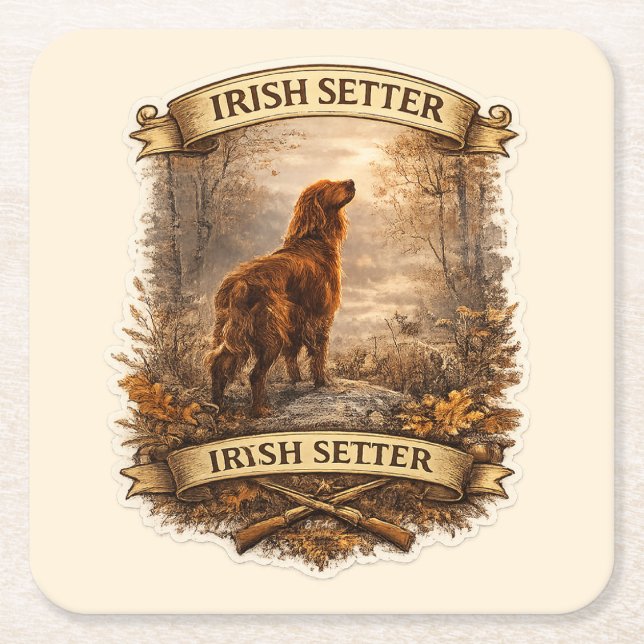 Porta-copo De Papel Quadrado Setter Irlandês (Frente)
