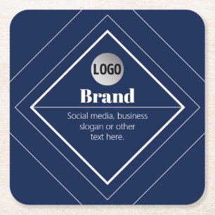 Porta-copo De Papel Quadrado Seu Logotipo e Design Moderno Personalizável   Azu