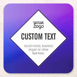 Porta-copo De Papel Quadrado Seu Logotipo e Texto Personalizável   Roxo Ombre