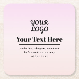 Porta-copo De Papel Quadrado Seu logotipo e texto   Pink & Peach Ombre
