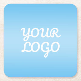 Porta-copo De Papel Quadrado Seu Logotipo & Moderno Ombre Simples | Azul Claro