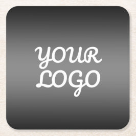 Porta-copo De Papel Quadrado Seu Logotipo & Moderno Ombre Simples | Cinza Escur