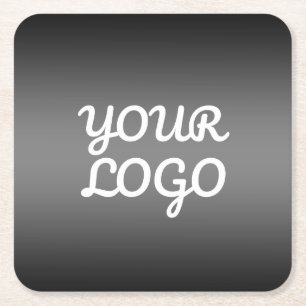 Porta-copo De Papel Quadrado Seu Logotipo & Moderno Ombre Simples   Cinza Escur