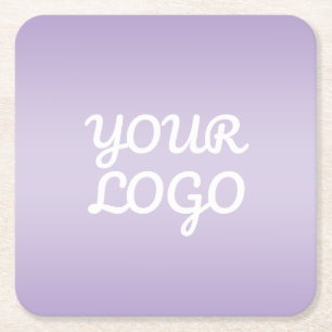 Porta-copo De Papel Quadrado Seu Logotipo & Moderno Ombre Simples   Lavanda