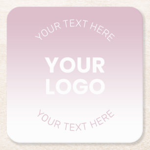 Porta-copo De Papel Quadrado Seu Logotipo Moderno Rosa Pó e Branco Ombre