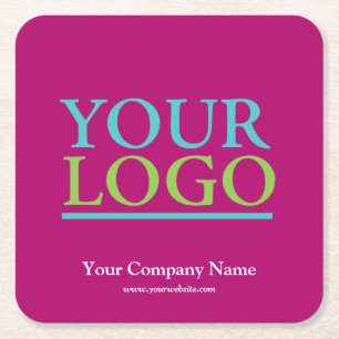 Porta-copo De Papel Quadrado Seu logotipo, nome e promoção de site na web, Fuch