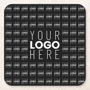 Porta-copo De Papel Quadrado Seu logotipo ou imagem em padrão xadrez com logoti