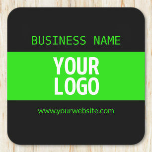 Porta-copo De Papel Quadrado Seu logotipo ou imagem Preto e verde brilhante