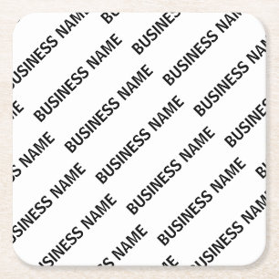 Porta-copo De Papel Quadrado Seu Padrão de Nome de Negócios Preto & Branco