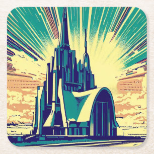 Porta-copo De Papel Quadrado SF Futurística Igreja 3