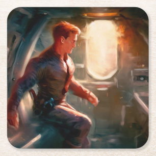 Porta-copo De Papel Quadrado SF Hero a bordo nave espacial 1