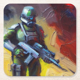 Porta-copo De Papel Quadrado SF - Herói Militar 2