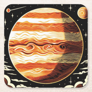 Porta-copo De Papel Quadrado SF Júpiter Woodcut 3