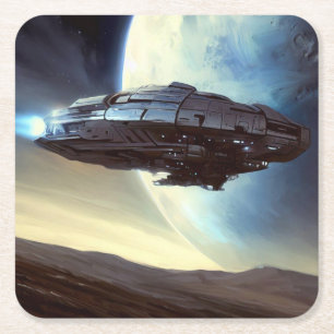 Porta-copo De Papel Quadrado SF Orbiting Spaceship 2