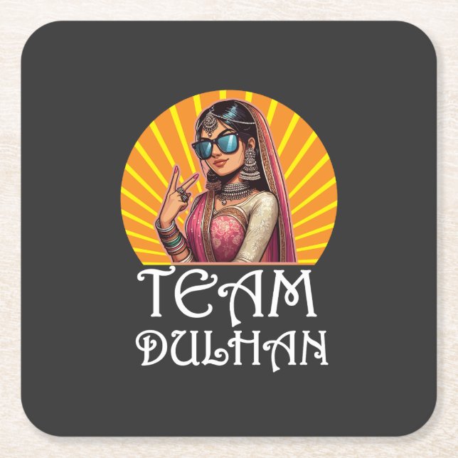 Porta-copo De Papel Quadrado Shaadi Vibes de Casamento de Desi Impressão Person (Frente)