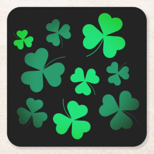 Porta-copo De Papel Quadrado Shamrock Clover Ireland Modern Green & Black