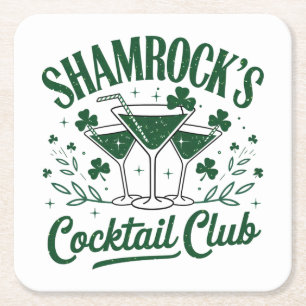 Porta-copo De Papel Quadrado Shamrocks Cocktail Club