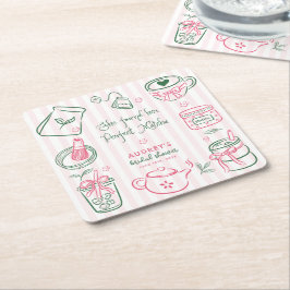 Porta-copo De Papel Quadrado She Found Her Perfect Matcha Bridal Shower Party