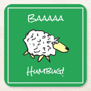 Porta-copo De Papel Quadrado Shea diz Baaaa Humbug - Natal