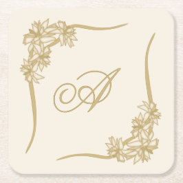 Porta-copo De Papel Quadrado Sheer Poinsettia Lace Monograma