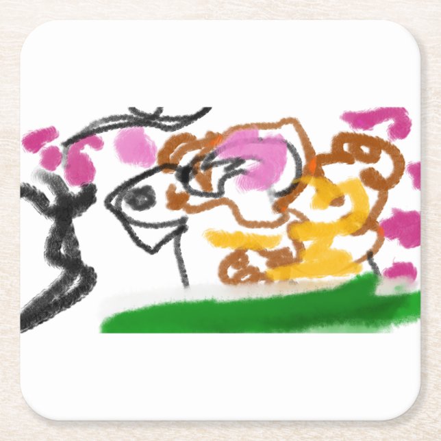 Porta-copo De Papel Quadrado Shiba Inu charry blosom (Frente)