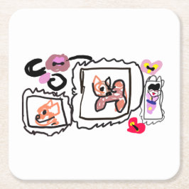 Porta-copo De Papel Quadrado Shiba Inu hearts