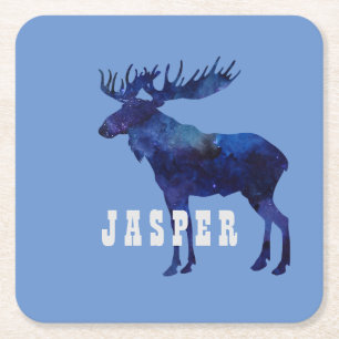 Porta-copo De Papel Quadrado Silhouette Celestial Moose