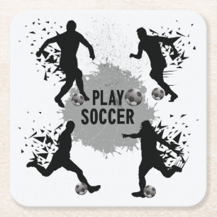 Porta-copo De Papel Quadrado Silhouettes de Futebol legal