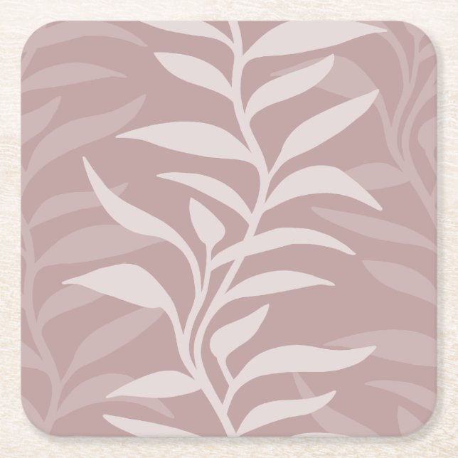 Porta-copo De Papel Quadrado Silhueta Elegante no Blush Branco Branco do Fluxo  (Frente)