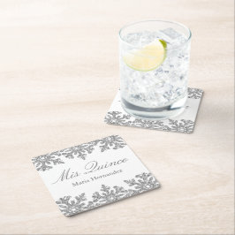 Porta-copo De Papel Quadrado Silver Snowflake Winter Quinceanera