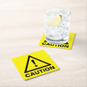 Porta-copo De Papel Quadrado Símbolo de aviso de aviso de aviso amarelo person