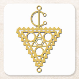 Porta-copo De Papel Quadrado Símbolo de joias de ouro Amazigh