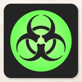 Porta-copo De Papel Quadrado Símbolo de perigo verde