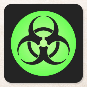 Porta-copo De Papel Quadrado Símbolo de perigo verde