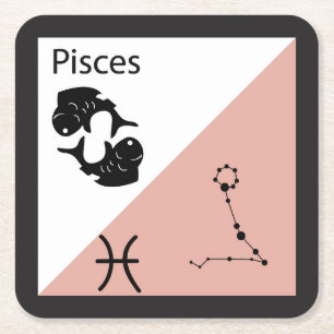 Porta-copo De Papel Quadrado Símbolo Zodiac Cuto, Sinal e Peixes de Layout de E