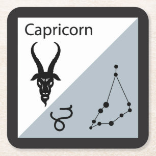 Porta-copo De Papel Quadrado Símbolo Zodíaco Cute, Sinal e Estrelas - Capricórn