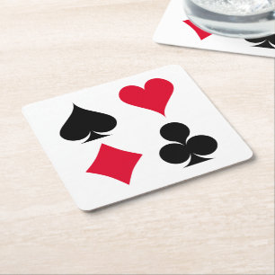 Porta-copo De Papel Quadrado Símbolos de cartas de reprodução