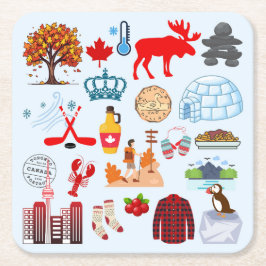 Porta-copo De Papel Quadrado Símbolos do Canadá