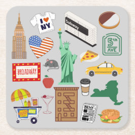 Porta-copo De Papel Quadrado Símbolos Nova Iorque