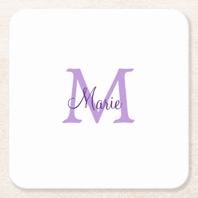 Porta-copo De Papel Quadrado simple minimal add name monogram pink red   throw  (Frente)