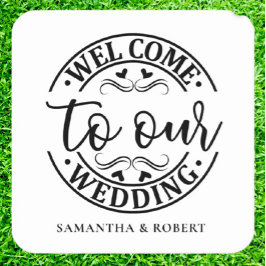 PORTA-COPO DE PAPEL QUADRADO SIMPLE WELCOME WEDDING 